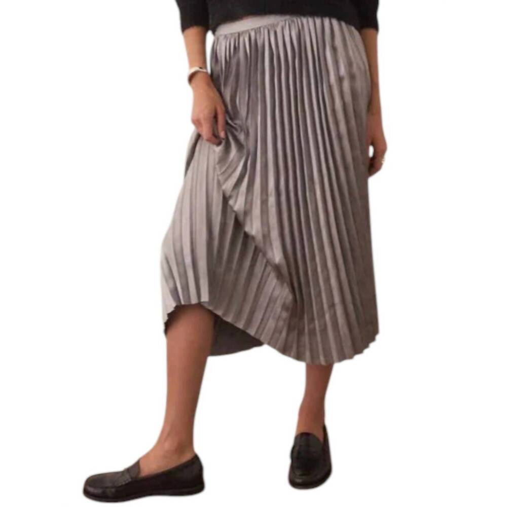 NEW MARINE LAYER chelsea pleated midi skirt in silver